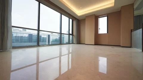 Empty corridor with french window in modern office building Stock Footage 201639311