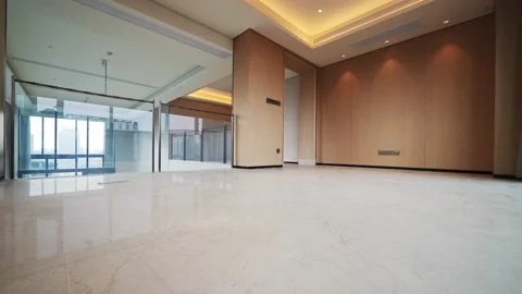 Empty corridor with french window in modern office building Stock Footage 201643829