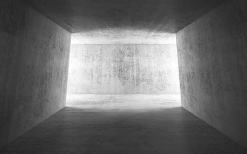 Empty corridor with glowing hall, 3d illustration Illustrazione stock