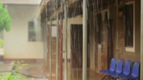 Empty corridor of hospital during rainy season Stock Footage 77444115