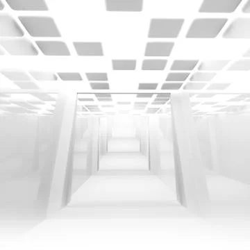 Empty corridor interior perspective. 3d Illustrazione stock