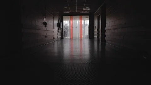 Empty Corridor leading to Outside Stock Footage 114584745