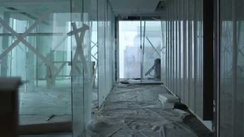 Empty corridor in modern building Stock Footage 77100861