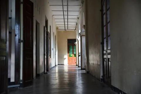 Empty corridor in old building Stock Photos