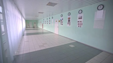 Empty corridor at school Stock Footage 113978150