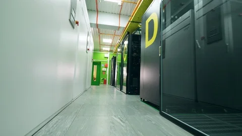 Empty corridors of the functioning server room Stock Footage 113361846