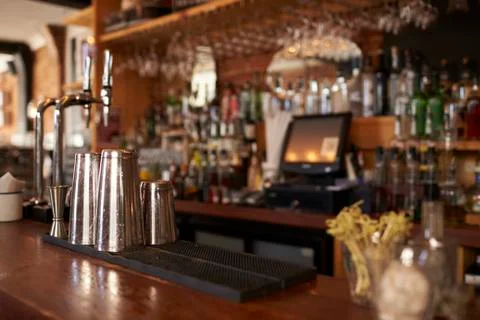 Empty Counter Of Cocktail Bar Stock Photos