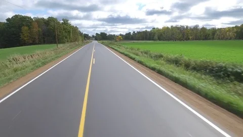 Empty Country road drone flyover Stock Footage 82973584