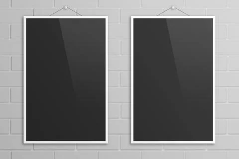Empty couple of 3D illustration tabloid poster mockups with frame Stock-Illustration