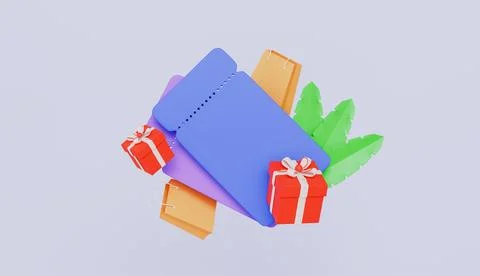 Empty coupon with a gift and package, Gift summer coupon for various promotion Illustrazione stock
