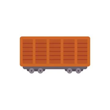 Empty covered freight wagon standing on rails for transportation Stock Illustration