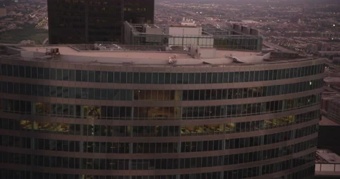 Empty Covid-19 office building in US at dusk Stock Footage 146092100