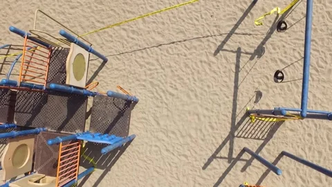 Empty Covid Playground, drone, birdseye Video stock 136561700