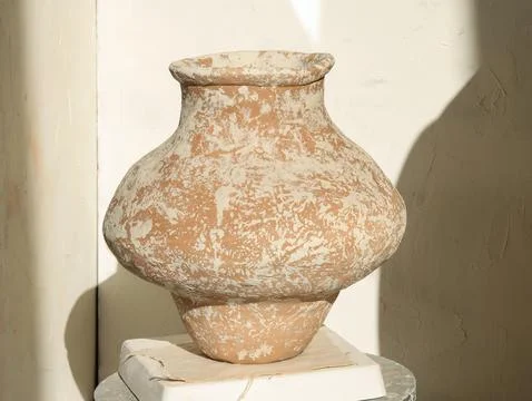 Empty craft ceramic vase Stock Photos