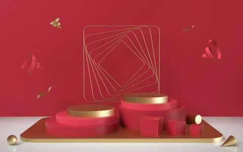 Empty creative stage, object podium, 3d rendering. Illustrazione stock