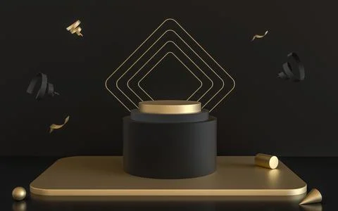 Empty creative stage, object podium, 3d rendering. Illustrazione stock