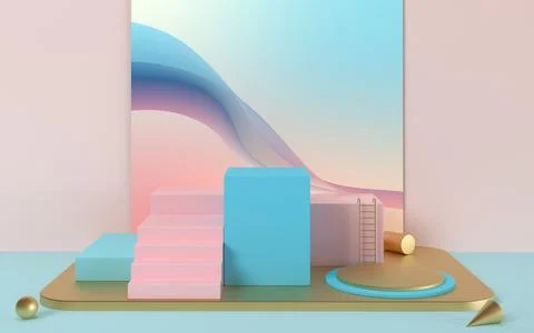 Empty creative stage, object podium, 3d rendering. Illustrazione stock