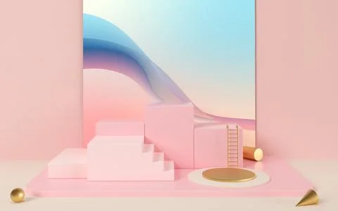 Empty creative stage, object podium, 3d rendering. Illustrazione stock