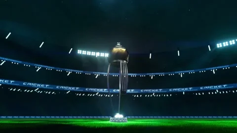 Empty cricket stadium with cup 24fps Stock Footage 141310513