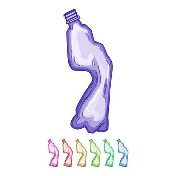 Empty crumpled plastic bottle cartoon vector graphic Stock Illustration