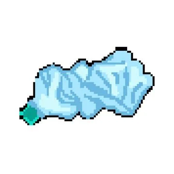 Empty crumpled plastic bottle pixel art vector illustration Stock Illustration