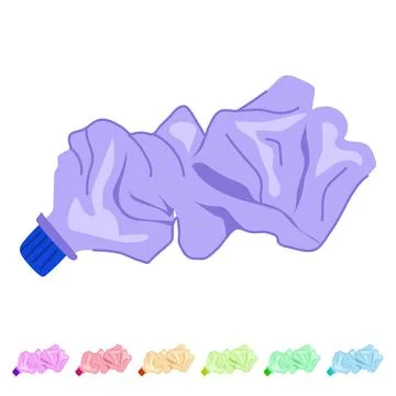 Empty crumpled plastic bottle vector cartoon graphic Stock Illustration