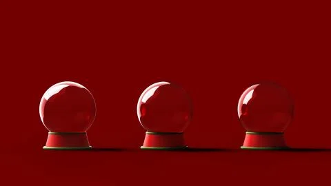Empty Crystal Ball / snow globe isolated on red background. For the Christmas Stock Illustration
