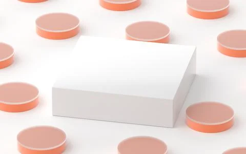 Empty cubic stage and creative geometric shapes, 3d rendering. Stockillustratie