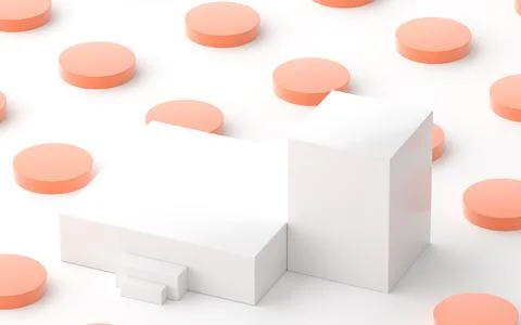 Empty cubic stage and creative geometric shapes, 3d rendering. Stockillustratie