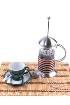 Empty cup against Brewed tea Stock Photos