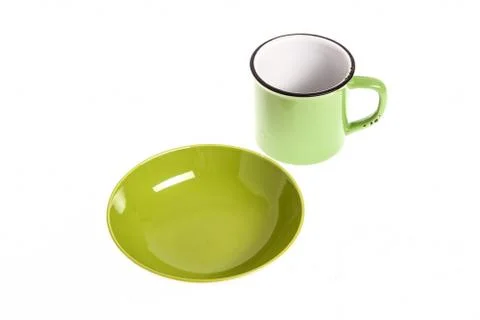 Empty cup and bowl Stock Photos