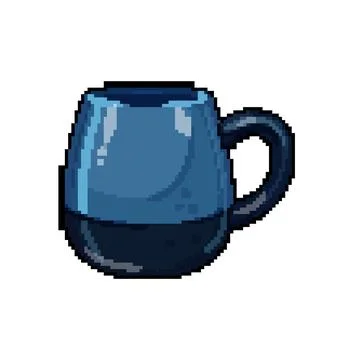 Empty cup ceramic pixel art vector illustration Stock Illustration