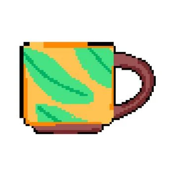 Empty cup ceramic pixel art vector illustration Stock Illustration
