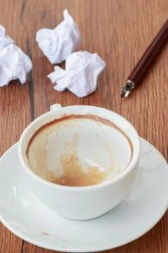 Empty cup of coffee with wrinkle Stock Photos