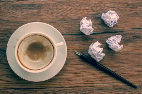 Empty cup of coffee with wrinkle Stock Photos