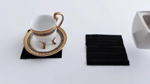 Empty Cup on Saucer-Stillness Before the Pour Video stock 308705452