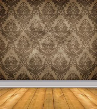 Empty damask room with bare floors Stock Illustration