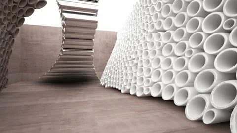 Empty dark abstract brown concrete smooth interior with chrome and high-gloss wh Stock Footage 87783029