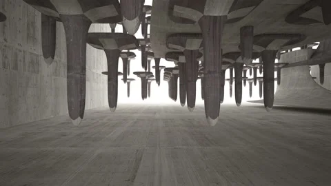 Empty dark abstract brown concrete room smooth interior. Architectural backgroun Stock Footage 100726676