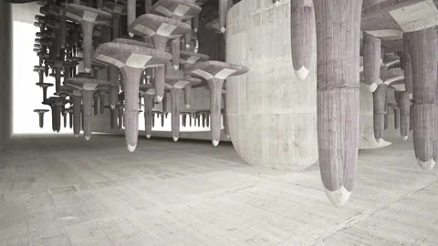 Empty dark abstract brown concrete room smooth interior. Architectural backgroun Stock Footage 100727129