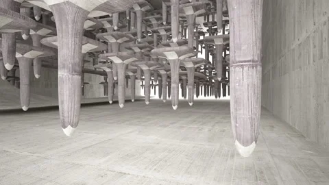 Empty dark abstract brown concrete room smooth interior. Architectural backgroun Stock Footage 100727200