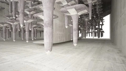 Empty dark abstract brown concrete room smooth interior. Architectural backgroun Stock Footage 100727292