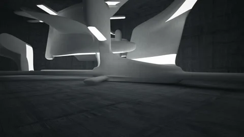 Empty dark abstract concrete and white glossy room smooth interior.  Stock Footage 85602887