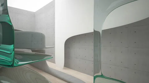 Empty dark abstract concrete and wood smooth interior. Architectural background. Stock Footage 96708241