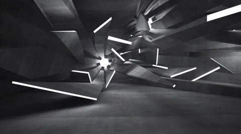 Empty dark abstract concrete room interior. Architectural background. Night view Stock Footage 64233252