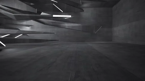 Empty dark abstract concrete room interior. Architectural background. Night view Video stock 64334056