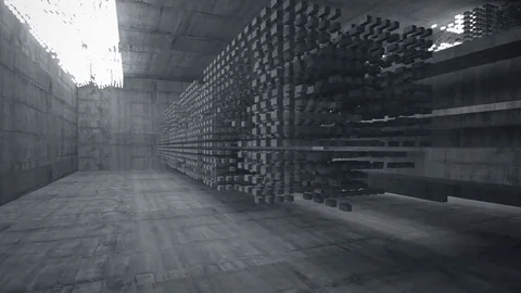Empty dark abstract concrete room interior. Night view. Stock Footage 69270289