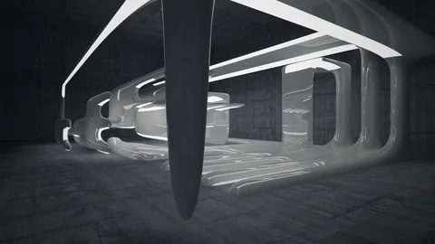 Empty dark abstract concrete room interior with white glossy lines. 動画素材 82480859