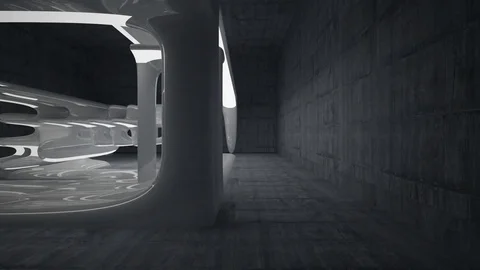 Empty dark abstract concrete room interior with white glossy lines. Vídeo Stock 82480860