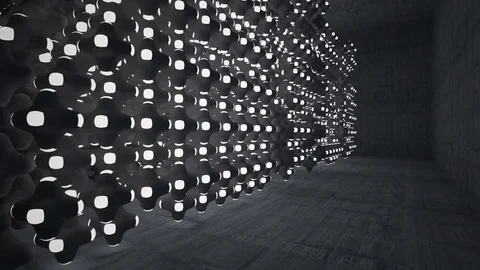 Empty dark abstract concrete room smooth interior. Architectural background. Nig Stock Footage 83155666